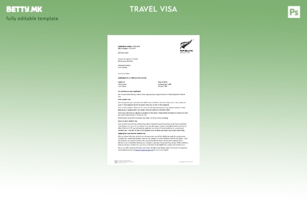 Модерен стил шаблон за писмо за одобрување виза за Нов Зеланд во шаблон за форма